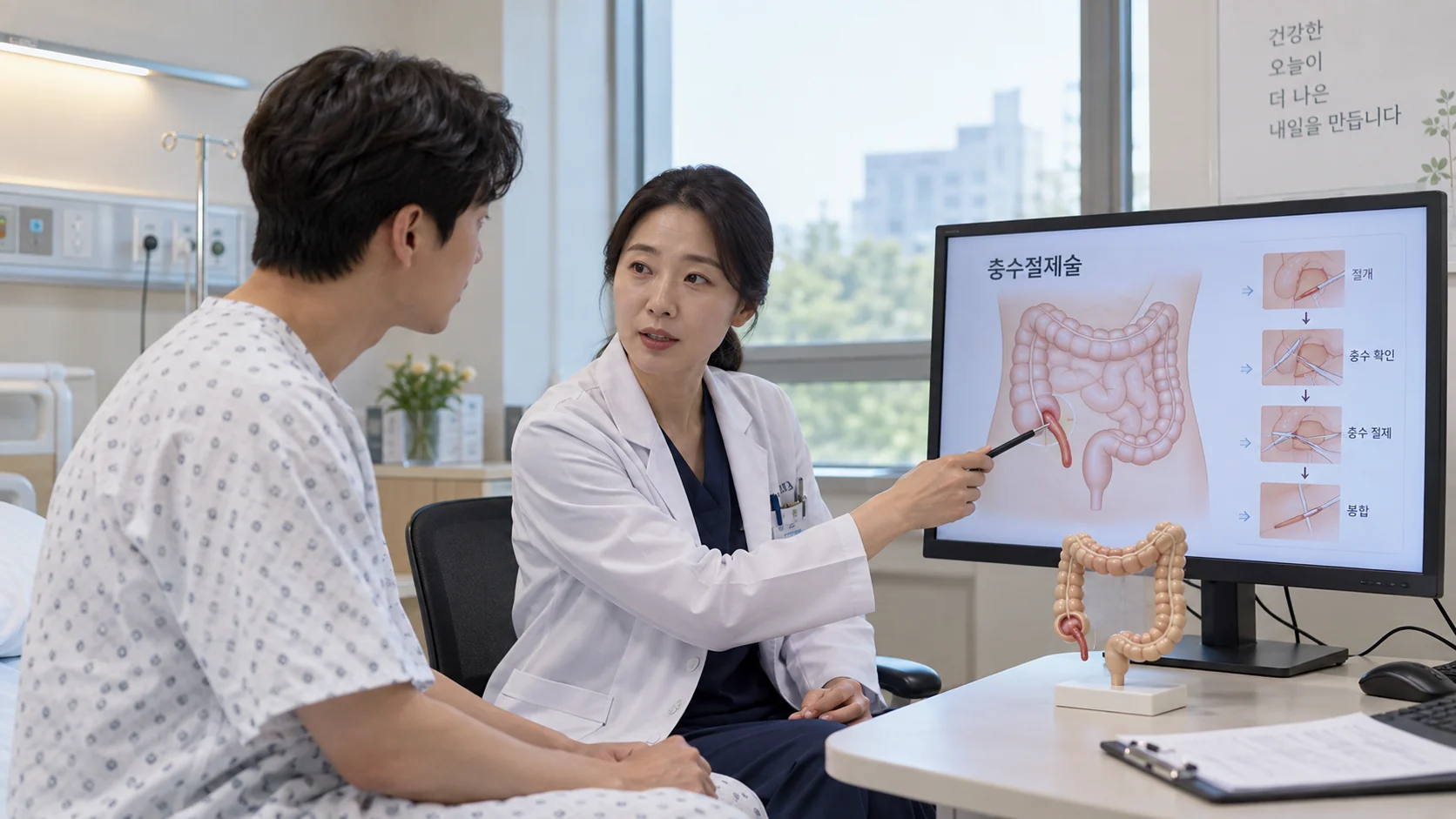 충수절제술 수술비, 복강경·개복 수술명과 분류표 확인 관련 병원 상담 장면
