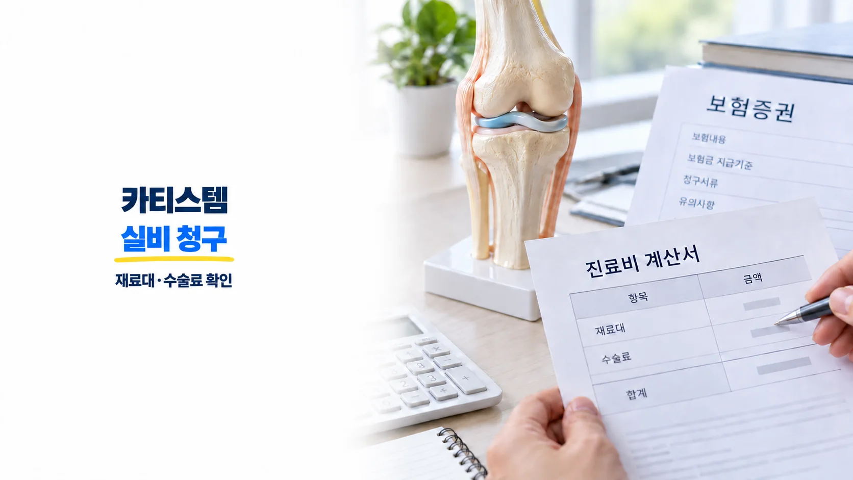 카티스템 실비 청구 시 재료대와 수술료를 구분하는 카드뉴스