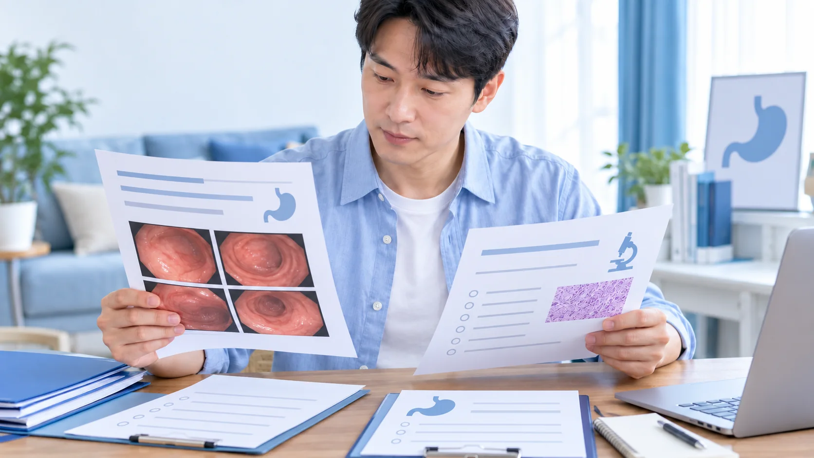 장상피화생 재검사 준비자료를 정리한 설명용 장면