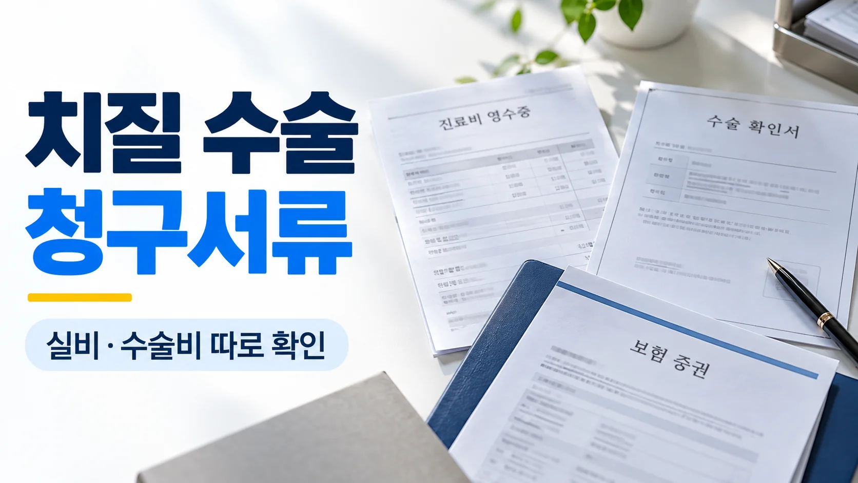 치질 수술 보험금 청구서류를 실비와 수술비로 나눠 확인하는 카드뉴스