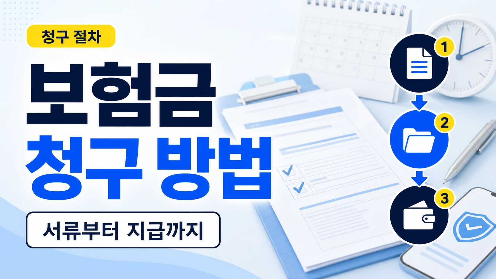 보험금 청구 방법과 서류부터 지급까지 절차를 정리한 카드뉴스 이미지