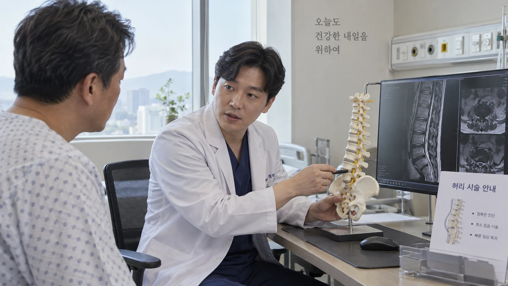 허리디스크 수술비 몇 종일까? 디스크절제·신경감압 기록 확인 관련 병원 상담 장면