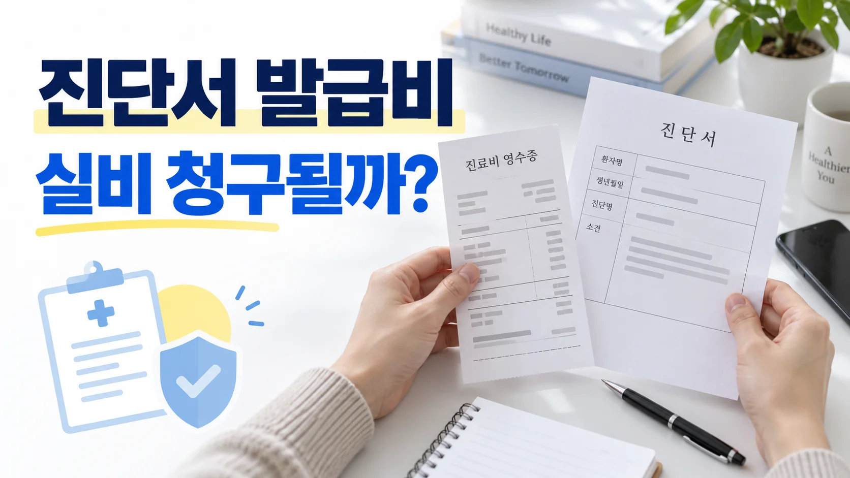 진단서 발급비 실비 청구 여부와 대체서류 확인을 안내하는 대표 이미지